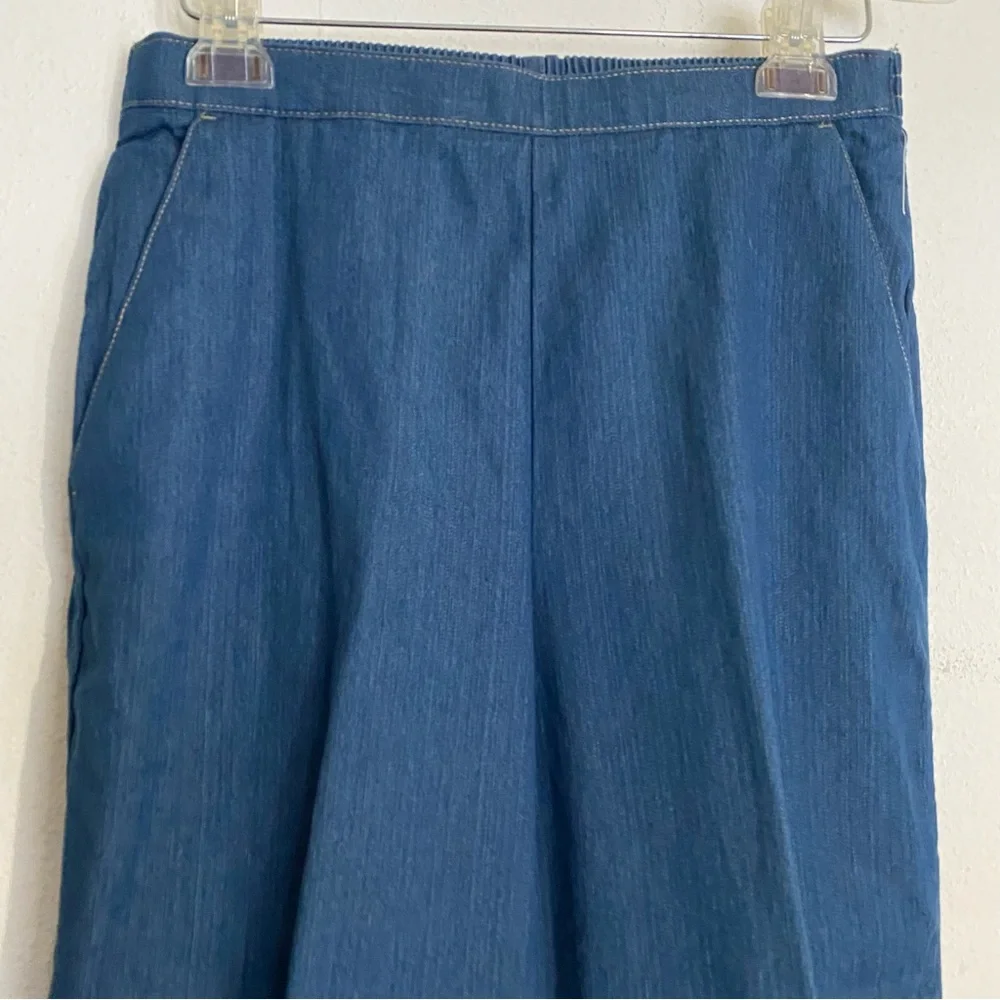 Vintage Laura Scott Vintage Straight Leg Pleated Denim Trousers: Size 10 - Picture 4 of 9